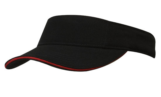 Headwear Visor With Sandwich X12 - 4230 Cap Headwear Professionals Black/Red One Size 